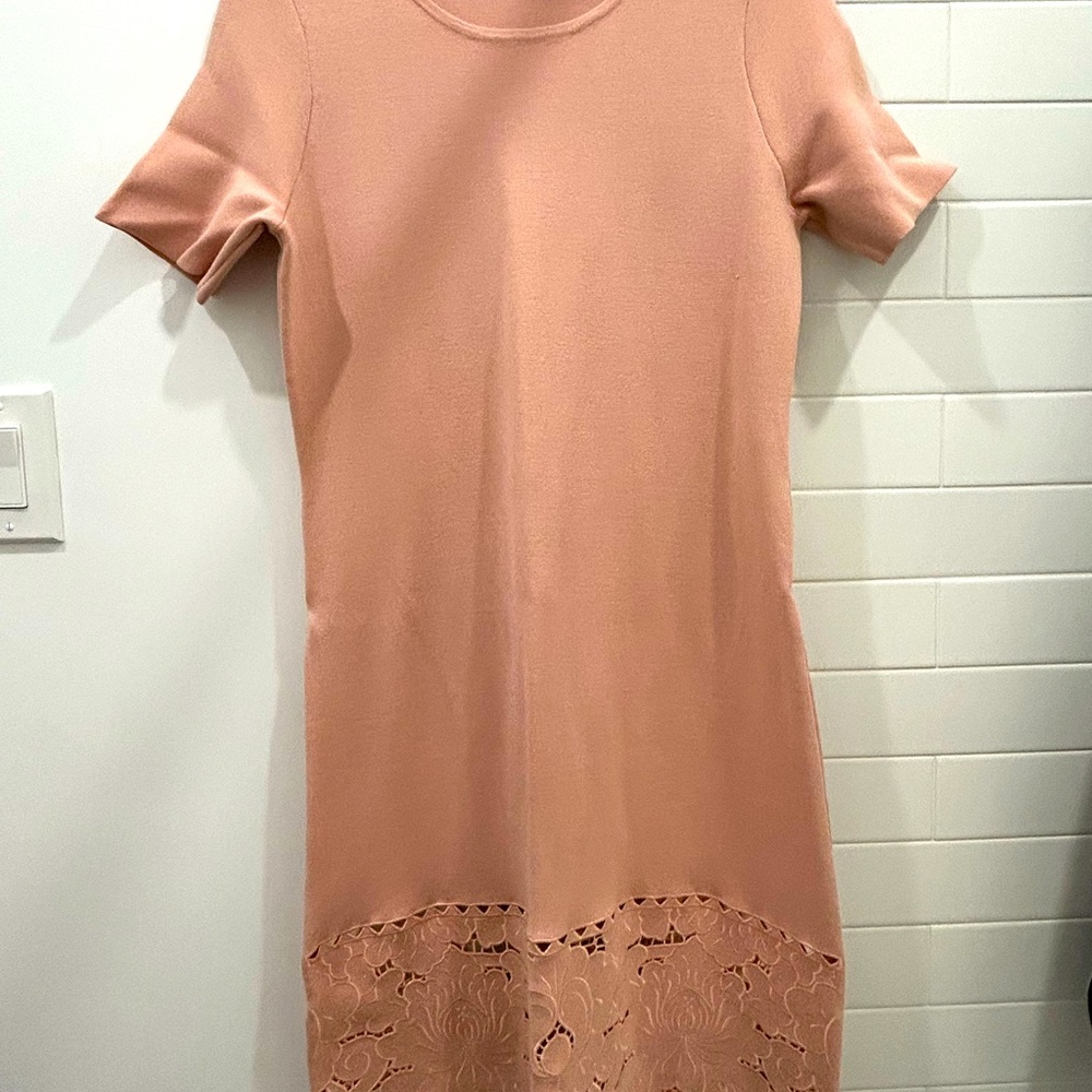 Ann Taylor Pink Sheath Mini Dress Crew Neck Short Sleeve